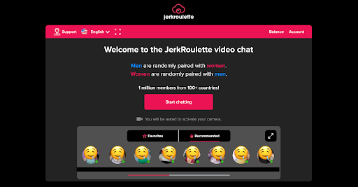 View of JerkRoulette's cam chat interface