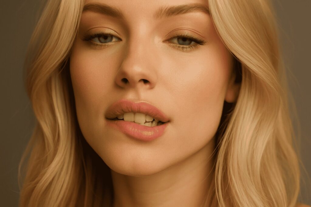 lip bite woman in chat