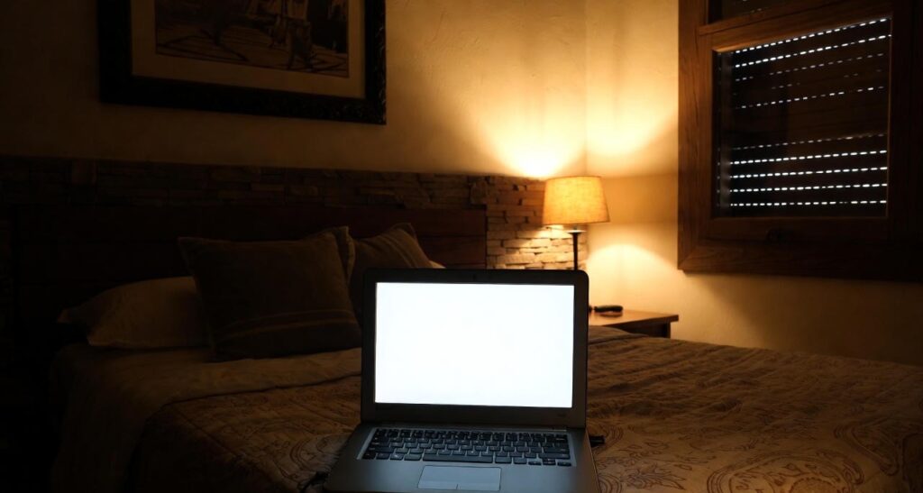 laptop on bed